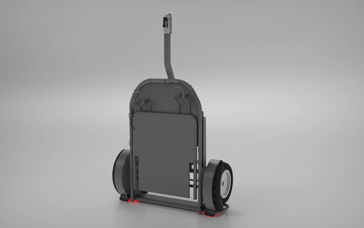 Camaleonic trailer stored vertically in its folded configuration